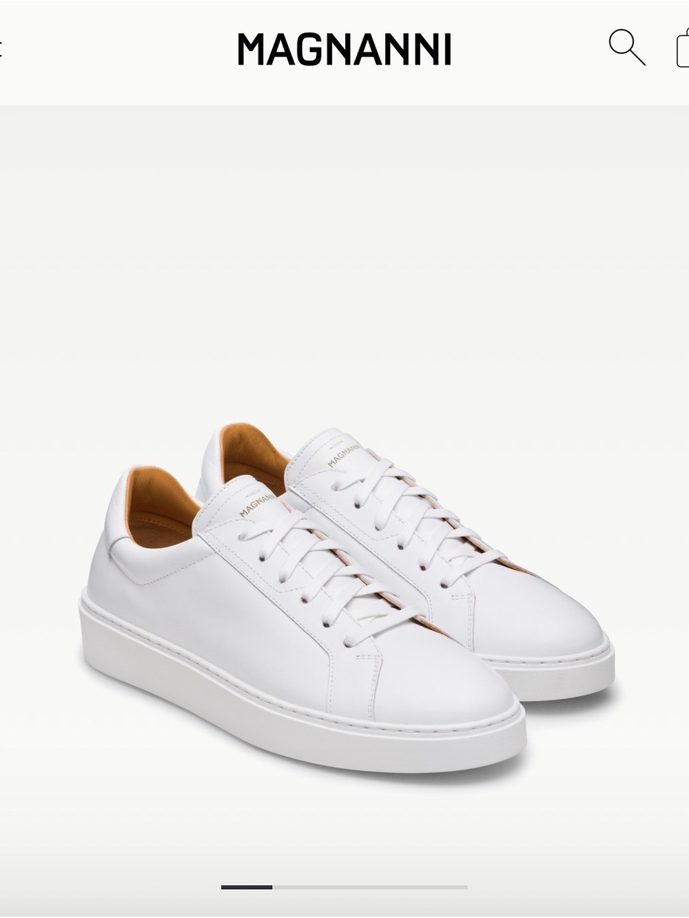 Magnanni White Leather Low-Top Sneakers with Tan Lining
